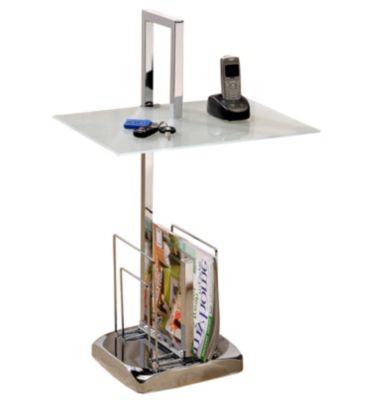 Beistelltisch rechteckig Chrom/Glas mit Zeitungsablage Preisvergleich