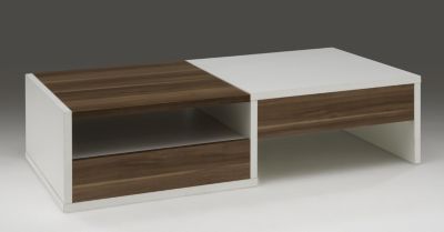 Couchtisch mit 2 Schubladen weiÃ/walnuss