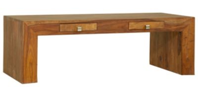IOVIVO Couchtisch aus Massivholz mit 2 Schubladen