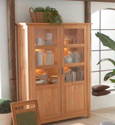 Vitrinenschrank aus massiver Eiche