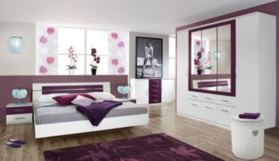 rauch Schlafzimmer Burano, 4-teilig wei&szlig;/brombeer Preisvergleich