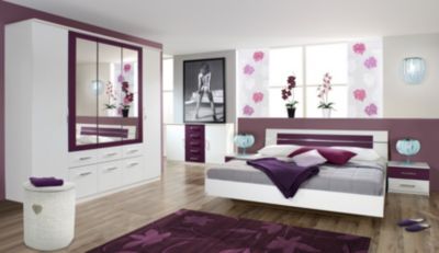 rauch Schlafzimmer Burano, 4-teilig wei&szlig;/brombeer Preisvergleich