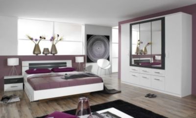 rauch Schlafzimmer Burano, 4-teilig wei&szlig;/grau-metallic Preisvergleich