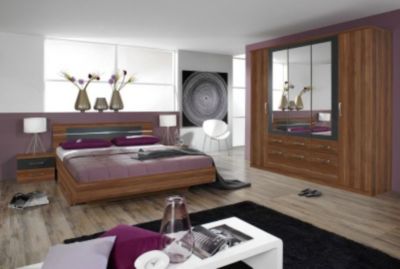 rauch Schlafzimmer Burano, 4-teilig kernussfarben/grau-metallic Preisvergleich