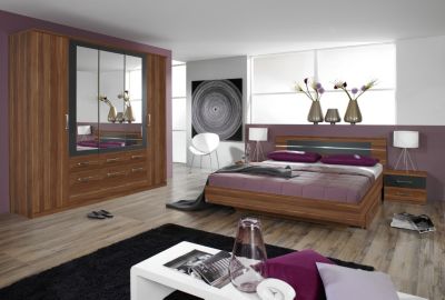 rauch Schlafzimmer Burano, 4-teilig kernussfarben/grau-metallic Preisvergleich