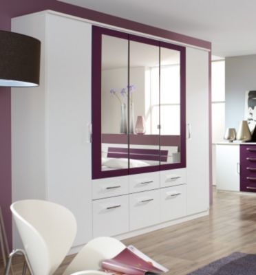 rauch Kleiderschrank Burano mit Spiegel, wei&szlig;/brombeer Preisvergleich