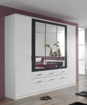 rauch Kleiderschrank Burano mit Spiegel, wei&szlig;/grau-metallic Preisvergleich