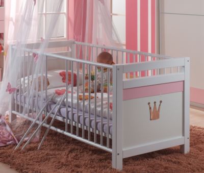 Kinderbett weiÃ/rosa mit Krone