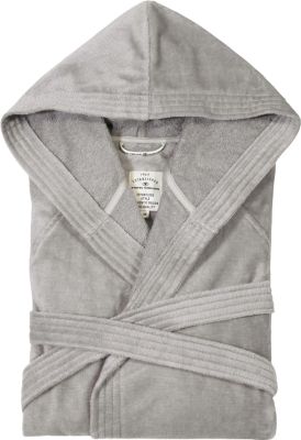 tom tailor BASIC Velours Damen und Herren Bademantel mit Kapuze, silver Preisvergleich