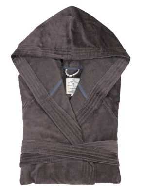 tom tailor BASIC Velours Bademantel mit Kapuze, dark grey Preisvergleich