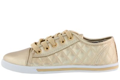 Goldener Sneaker mit Polstern und ZiernÃ€hten