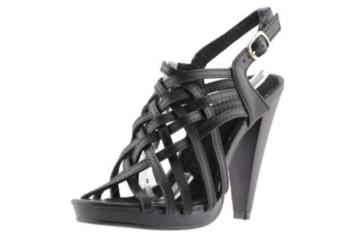 Schwarze Sandalette mit gewebten Riemchen