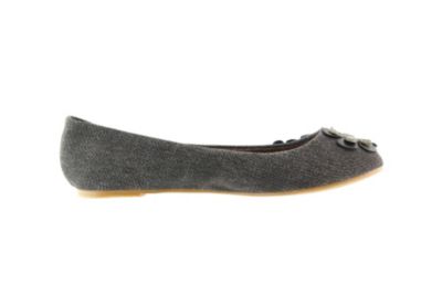 Schwarzer Ballerina in Jeans-Optik mit Blumen