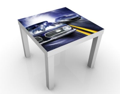 Design Tisch Fast & Furious 55x45x55cm Beistelltisch, Couchtisch, Motiv-Tisch, Wohnzimmer, Auto, Rennen, Motor, Rennsport, Formel 1
