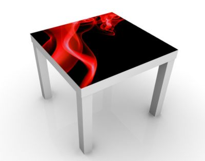 Design Tisch Magical Flame 55x45x55cm Beistelltisch, Couchtisch, Motiv-Tisch, Wohnzimmer, Rauch, Qualm, Rot, Flamme, Brennen