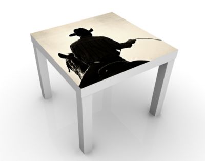 Design Tisch Riding Cowboy 55x45x55cm Beistelltisch, Couchtisch, Motiv-Tisch, Wohnzimmer, Cowboy, Pferde, Wilder Westen, Schatten, Texas