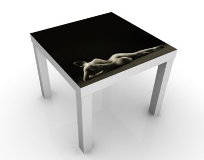 Design Tisch Liegender Frauenakt 55x45x55cm Beistelltisch, Couchtisch, Motiv-Tisch, Schlafzimmer, Frau, Nackt, Grau, Erotik, Leidenschaft