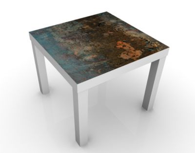Design Tisch Amazing Structure 55x45x55cm Beistelltisch, Couchtisch, Motiv-Tisch, Wohnzimmer, Abstrakt, Metall, Struktur, Alt, Stein
