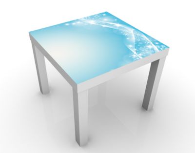 Design Tisch Eisglitzern 55x45x55cm Beistelltisch, Couchtisch, Motiv-Tisch, Wohnzimmer, Winter, Frost, Schneeflocken, Weihnachten, Raureif
