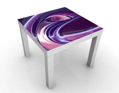 Design Tisch Circles in Purple 55x45x55cm Beistelltisch, Couchtisch, Motiv-Tisch, Wohnzimmer, 3D, Digital Kunst, Abstrakt, Linien, Wellen
