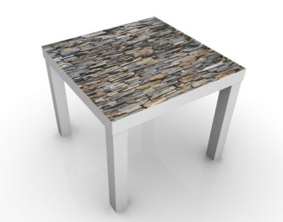 Design Tisch Grand Graphite Stones 55x45x55cm Beistelltisch, Couchtisch, Motiv-Tisch, Wohnzimmer, Natur, Stein, Brocken, Mauer, Grau