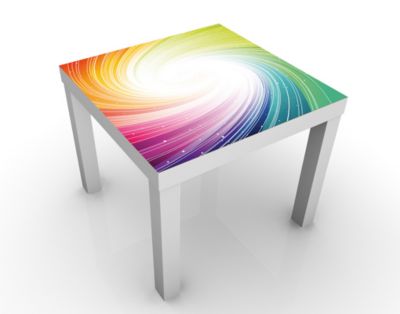 Design Tisch Kaleidoscope 55x45x55cm Beistelltisch, Couchtisch, Motiv-Tisch, Wohnzimmer, Bunt, Regenbogen, Strudel, Sterne, Glitzer