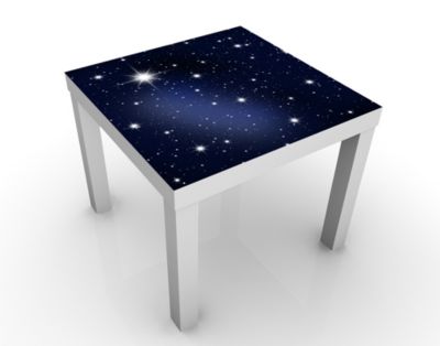 Design Tisch Stars 55x45x55cm Beistelltisch, Couchtisch, Motiv-Tisch, Schlafzimmer, Himmel, Blau, Universum, Sterne, Luft