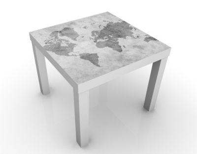 Design Tisch Vintage Weltkarte II 55x45x55cm Beistelltisch, Couchtisch, Motiv-Tisch, Wohnzimmer, Erde, Kontinente, Landkarte, Pergament, Atlas