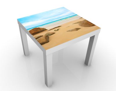 Design Tisch The Beach 55x45x55cm Beistelltisch, Couchtisch, Motiv-Tisch, Wohnzimmer, Sonne, Strand, Meer, Ozean, Urlaub