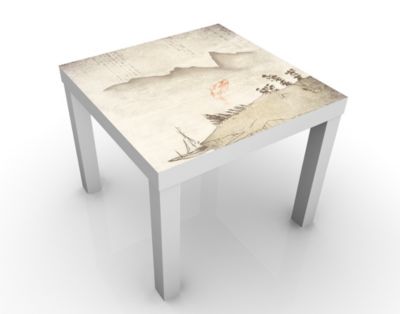 Design Tisch No.MW8 Japanische Stille 55x45x55cm Beistelltisch, Couchtisch, Motiv-Tisch, Wohnzimmer, Asien, Natur, Fisch, Wasser, Berge