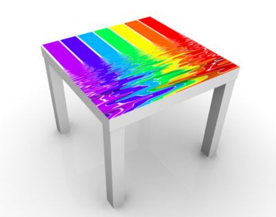 Design Tisch Rainbow Coloured 55x45x55cm Beistelltisch, Couchtisch, Motiv-Tisch, Wohnzimmer, Regenbogen, Farbe, Wasser, Wassermalfarben, Bunt