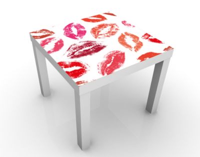 Design Tisch Kisses 55x45x55cm Beistelltisch, Couchtisch, Motiv-Tisch, Wohnzimmer, Kuss, Lippenstift, Erotik, Mund, Liebe