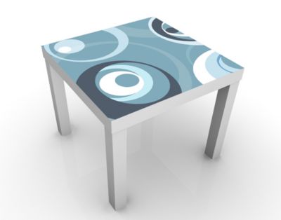Design Tisch Watching You 55x45x55cm Beistelltisch, Couchtisch, Motiv-Tisch, Wohnzimmer, Pop Art, Abstrakt, Blau, Kreise, Retro