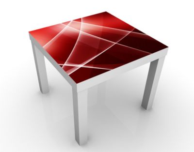 Design Tisch Red Reflection 55x45x55cm Beistelltisch, Couchtisch, Motiv-Tisch, Wohnzimmer, Rauch, Rot, Bogen, Kurven, Wellen