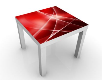 Design Tisch Red Heat 55x45x55cm Beistelltisch, Couchtisch, Motiv-Tisch, Wohnzimmer, Rot, Abstrakt, Linien, Kurven, Wellen