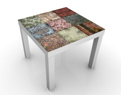 Design Tisch Old Patterns 55x45x55cm Beistelltisch, Couchtisch, Motiv-Tisch, Wohnzimmer, Stoff, Kunst, Muster, Deko, Farben