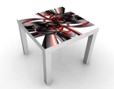 Design Tisch Shining Red Circles 55x45x55cm Beistelltisch, Couchtisch, Motiv-Tisch, Wohnzimmer, Kurven, Linien, Wellen, Bogen, 3D