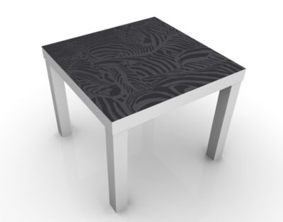 Design Tisch No.DS3 Zebrastreifen Schwarz 55x45x55cm Beistelltisch, Couchtisch, Motiv-Tisch, Wohnzimmer, Asien, Kranich, Geisha, China, Japan