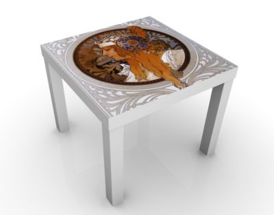 Design Tisch Loren 55x45x55cm Beistelltisch, Couchtisch, Motiv-Tisch, Wohnzimmer, Jugendstil, Kunst, Gemaelde, Nostalgie, Frau