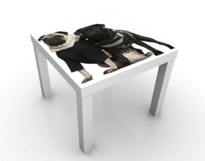 Design Tisch Mops Fashion 55x45x55cm Beistelltisch, Couchtisch, Motiv-Tisch, Wohnzimmer, Treu, Hund, Welpe, Niedlich, Baby