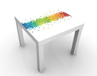Design Tisch Pixel-Regenbogen 55x45x55cm Beistelltisch, Couchtisch, Motiv-Tisch, Wohnzimmer, Regenbogen, Bunt, Farbe, Quadrat, Computer