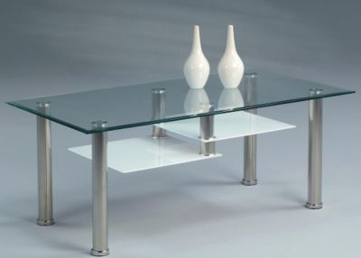 Couchtisch ANDY in Edelstahl mit Sicherheitsglas