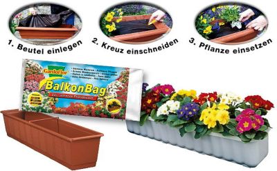 Balkon-Bag, 60cm, plus Balkonkasten, terrakottafarben