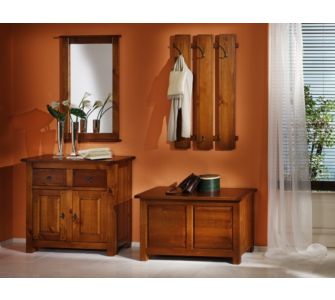 Henke Collection Wandgarderobe Kiefer massiv, kirschbaumfarbig 3-tlg.