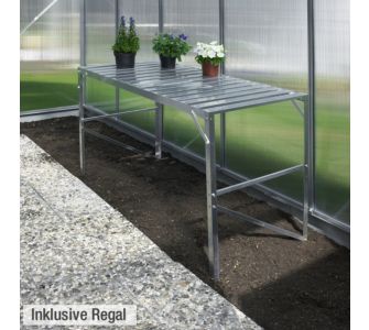 Pergart Alu Tisch & -Regal-Set f&uuml;r Gew&auml;chshaus