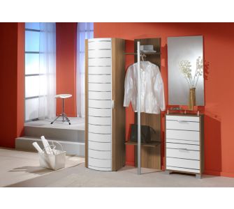 Garderobe London 4-tlg, Kernnußbaum-Weiß