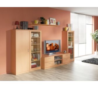CS Schmal Soft Plus Wohnwand Nr. 7 in Buche Nachbildung
