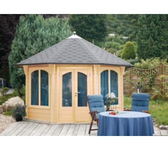 Wolff Finnhaus Pavillon Capri de luxe 3,5 - Farbe Naturbelassen, Dachschindel Schwarz