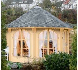 Wolff Finnhaus Pavillon Lugano de luxe 3.5 - Dachschindel schwarz