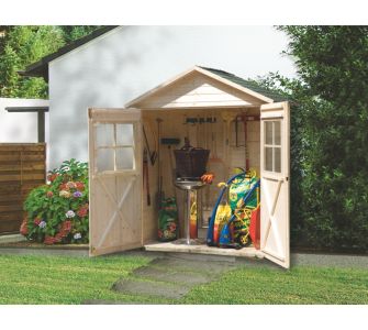 Weka Terrassenschrank Gr. 2 mit Satteldach und Doppelt&uuml;r - Natur